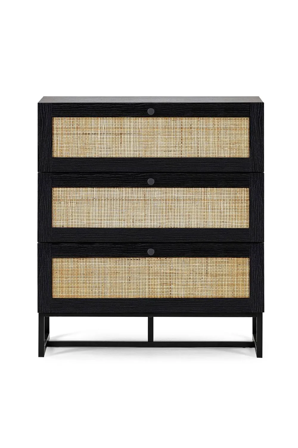 Julian Bowen Padstow Rattan 3 Drawer Chest in Black 6