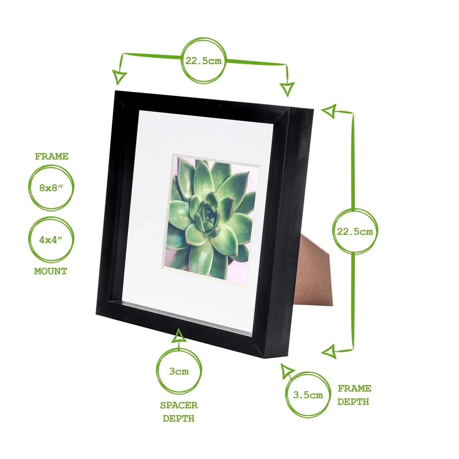 Nicola Spring 3D Box Photo Frame - 8 x 8" with 4 x 4" Mount - Ivory Mount in Light Brown 4