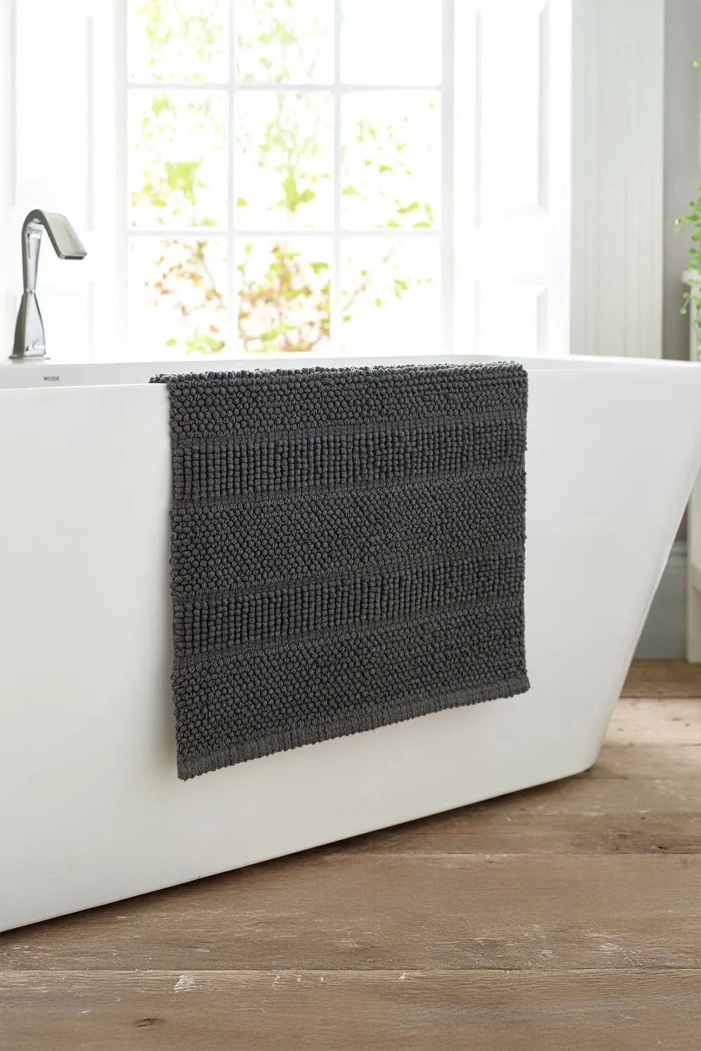 Deyongs Romeo Textured 100% Cotton Bath Mat - 1500gsm Absorbent Bathroom Rug | 1846 in Charcoal 1