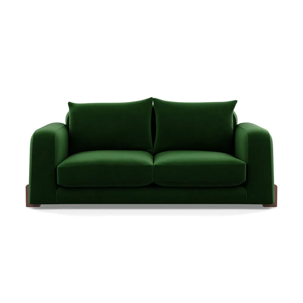 Heal's Nuvola 2 Seater Sofa Smart Velvet Forest Walnut Stained Feet 1