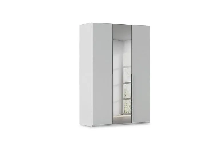 Haven 151cm 3 Door Hinged Wardrobe with 2 Décor Doors and 1 Mirror Door - Silk Grey/Silk Grey Front