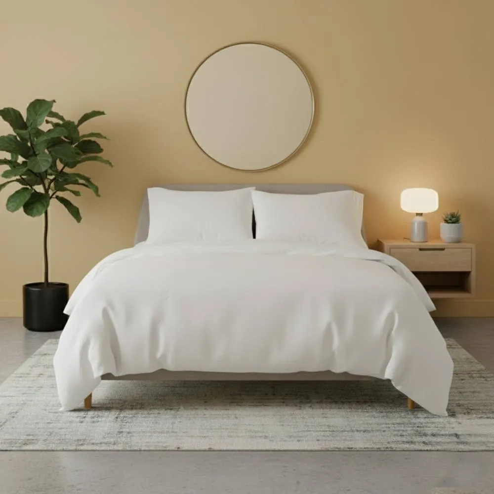 Snug City Flannelette Cotton Duvet Cover Set Soft Brushed Warm Bedding Set in White