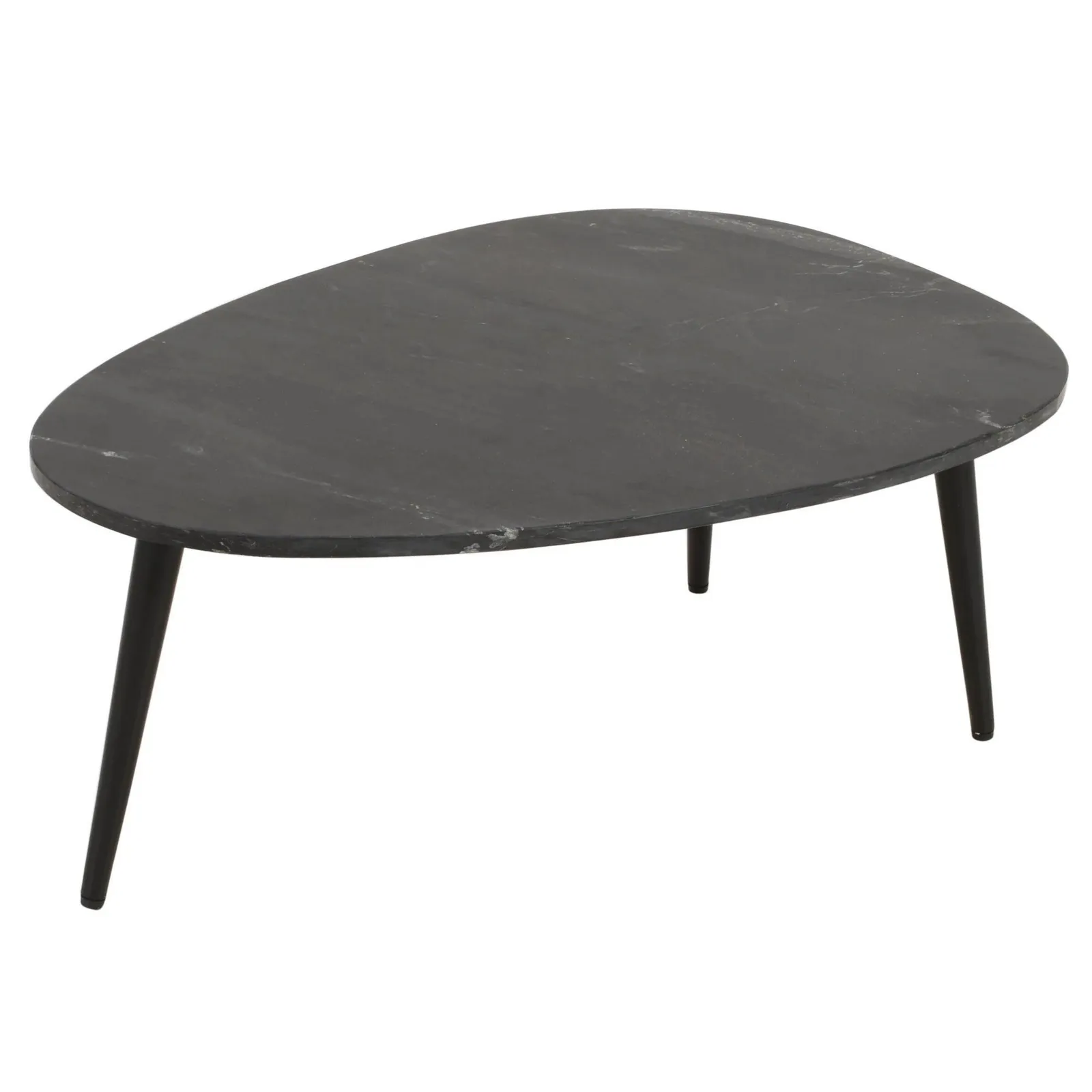 IH Design Tilden Coffee Table With Black Marble Top & Metal Legs in White 3
