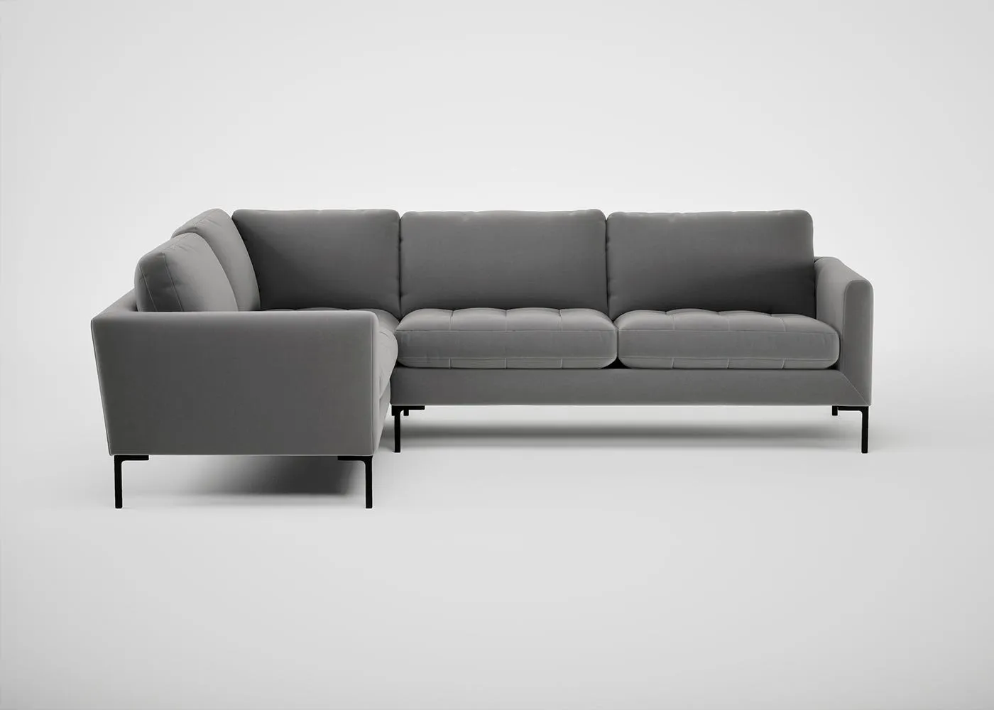 Heal's Eton Left Hand Facing Corner Sofa Smart Velvet Mercury Black Feet