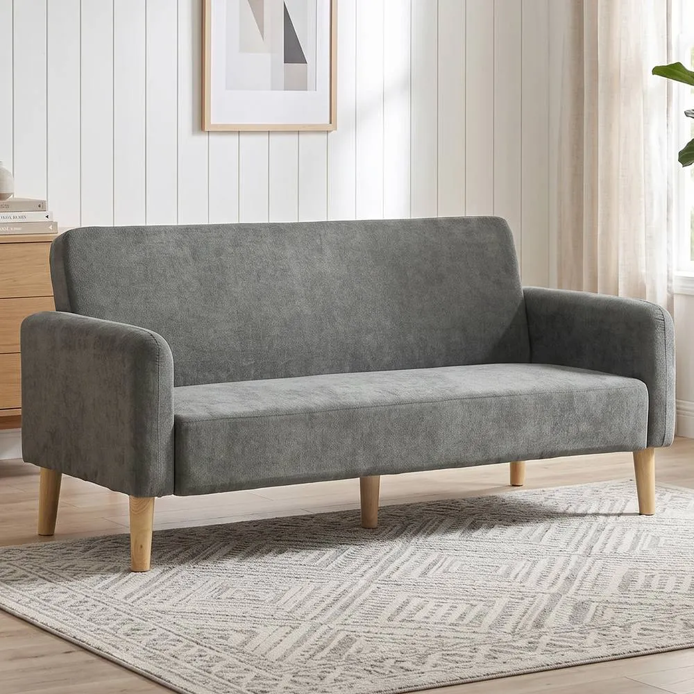 HOMCOM 2 Seater Sofa, Velvet Small Couch with Plush Backrest, Grey 2