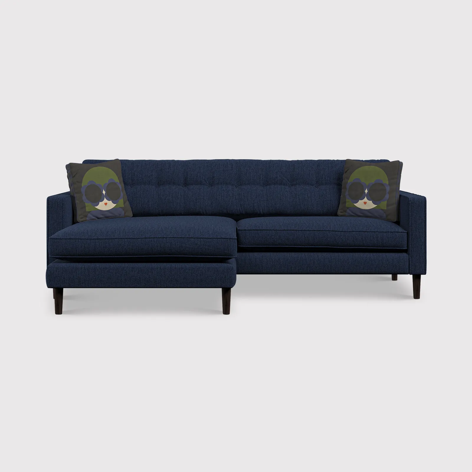 Orla Kiely Ebben Chaise Corner Sofa, Navy Fabric | Barker & Stonehouse 1