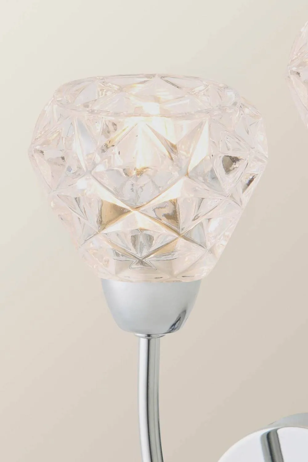 ValueLights Astley Pair of Chrome 2 Way Crystal Shade Wall Lights & Bulbs in Metallic Silver 6
