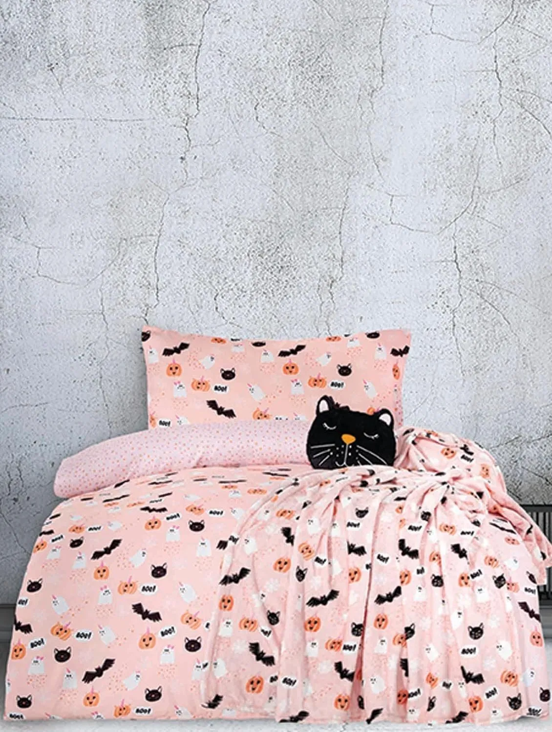 Smart Living Halloween Ghost & Magical Cat Fleece Cushions - Spooky Decor Pillows in Black 3