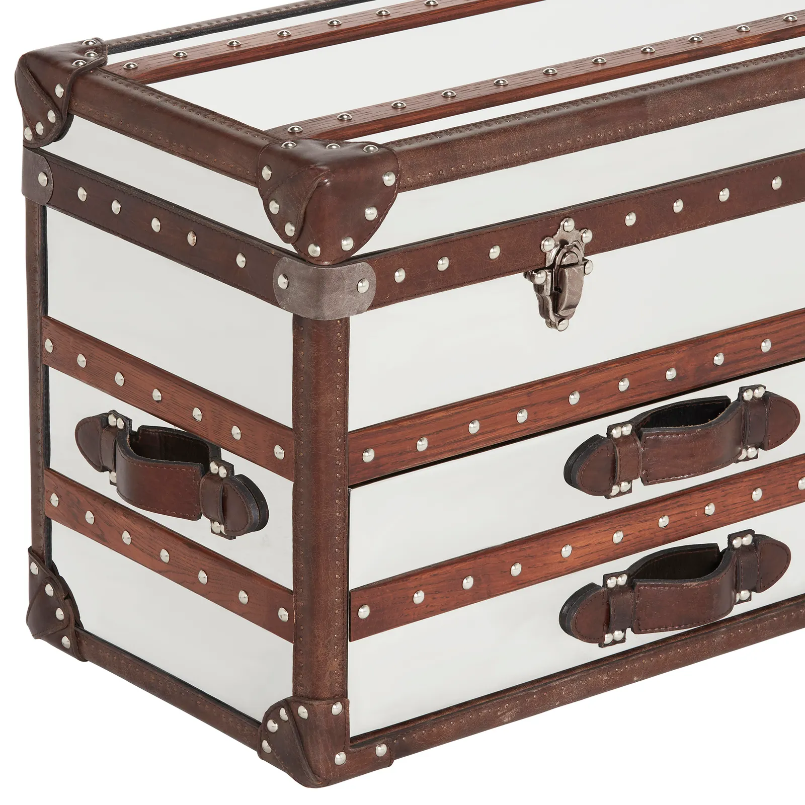 Timothy Oulton Harrow Trunk, Silver Metal | Barker & Stonehouse 3
