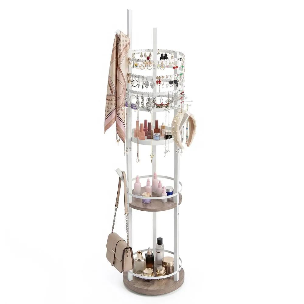 Costway Rotating Jewelry Stand Jewelry Display Tower w/Earring Necklace Holder 2