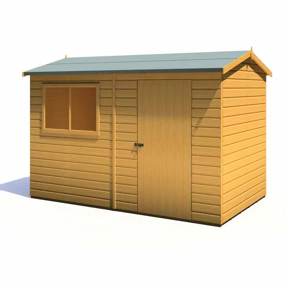 Shires Lewis 10 x 6 Feet Single Door Reverse Apex Style C Shed in Brown 3