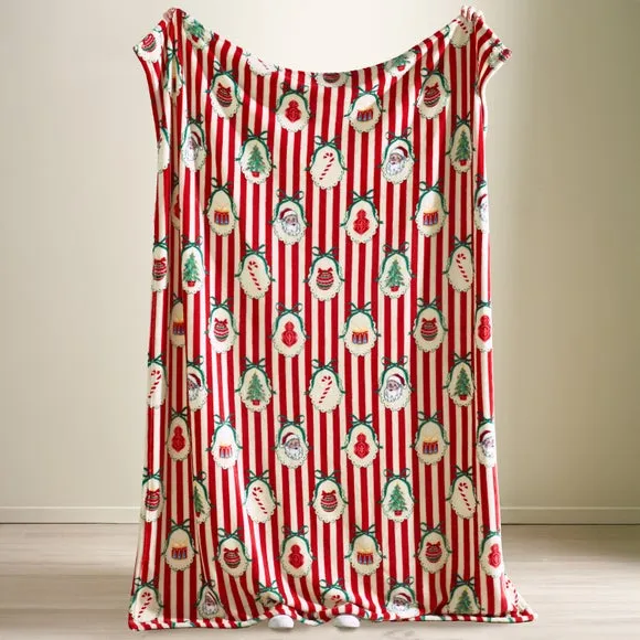 Catherine Lansfield Christmas Vintage Stripe Throw Blanket 3