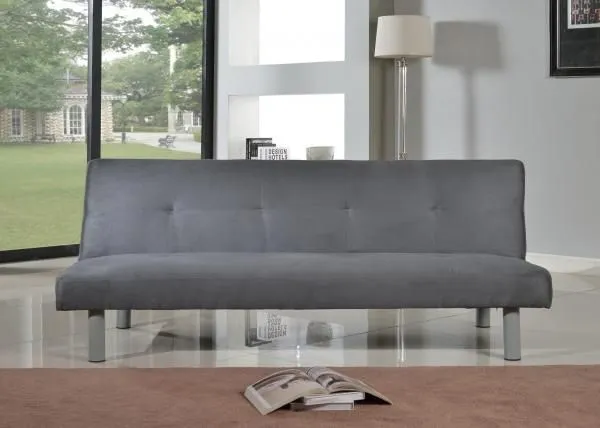 Comfy Living Ltd Faux Suede 3 Seater Fabric Sofa Bed in Grey