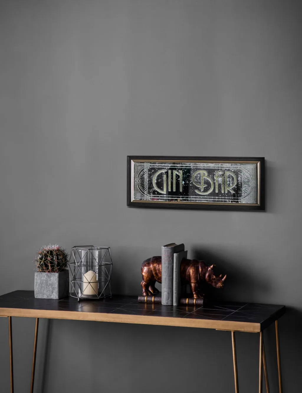 Gallery Direct Gin Bar Wooden Frame Medium Wall Mirror Brown