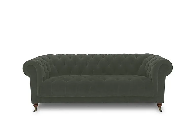 Columbus Fabric 3 Seater Sofa with Castors - Manhattan Pine