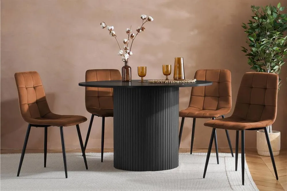 Birlea Axel Round Fluted Dining Set Table with 4 Chairs