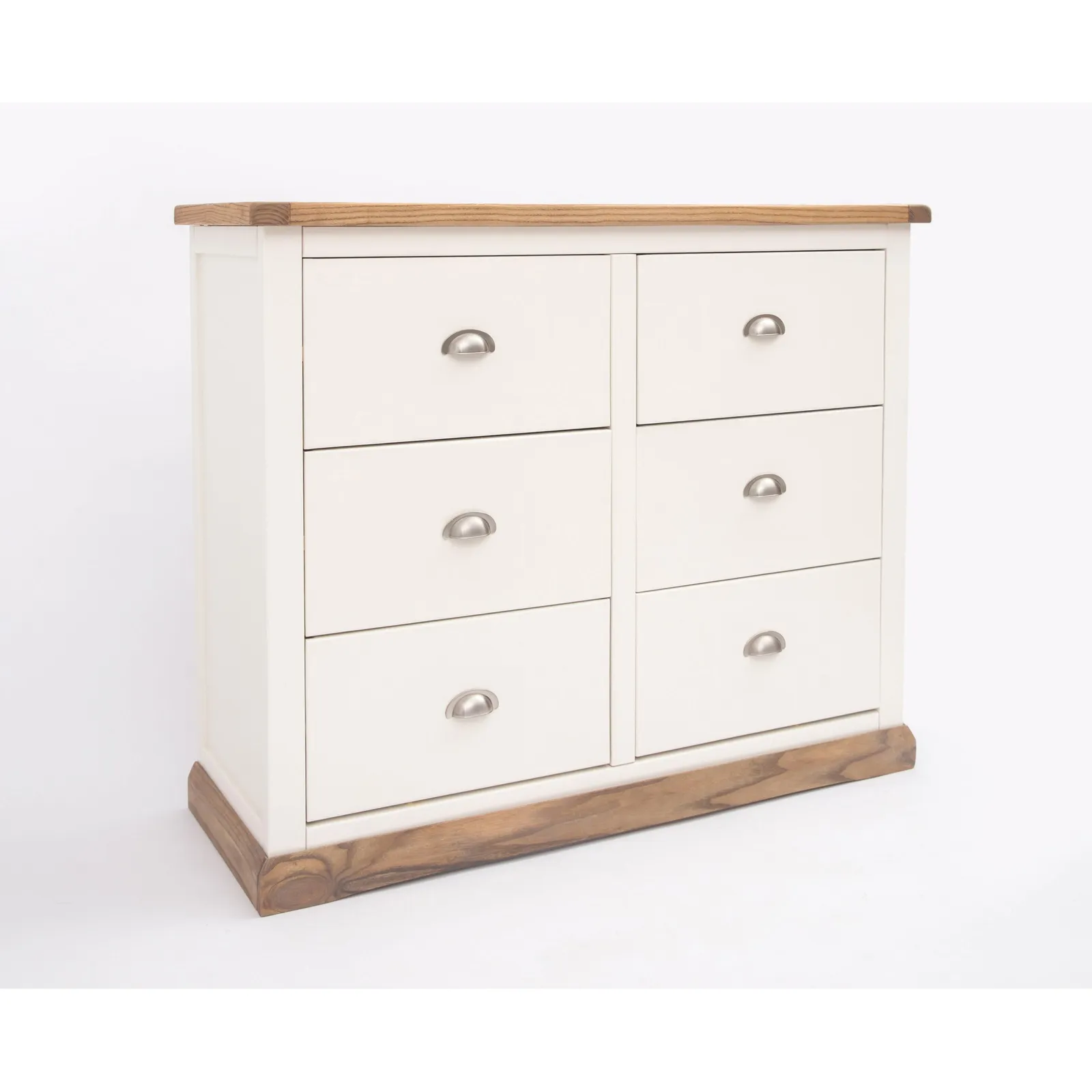 Cabinet Bits Tropea 6 Drawer Chest of Drawers Chrome Cup Handle in Off-White 3