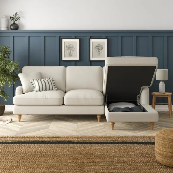 Beatrice II Luna Fabric Corner Storage Sofa Bed 3