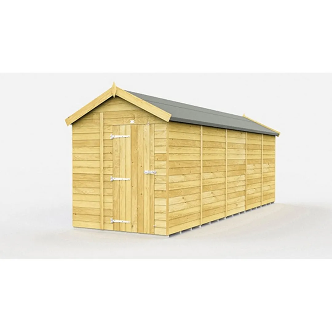 Buttercup Farm 7 x 20 Feet Apex Shed - Single Door W/O Window - L592 x W214 x H217 cm in Brown
