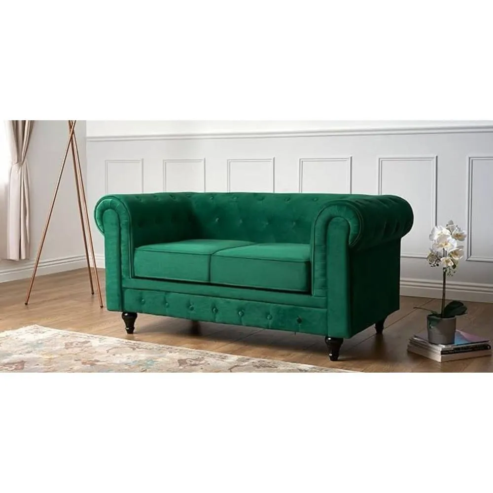 Bliss Furniture Velvet Chesterfield 2 Seater Sofa in Green
