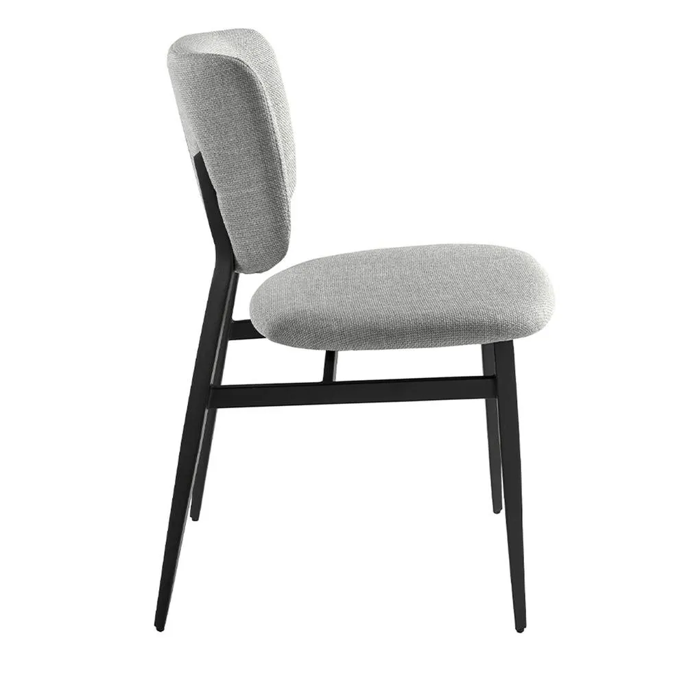 Angel Cerda Light Grey Fabric Dining Chair with Black Steel Legs 6