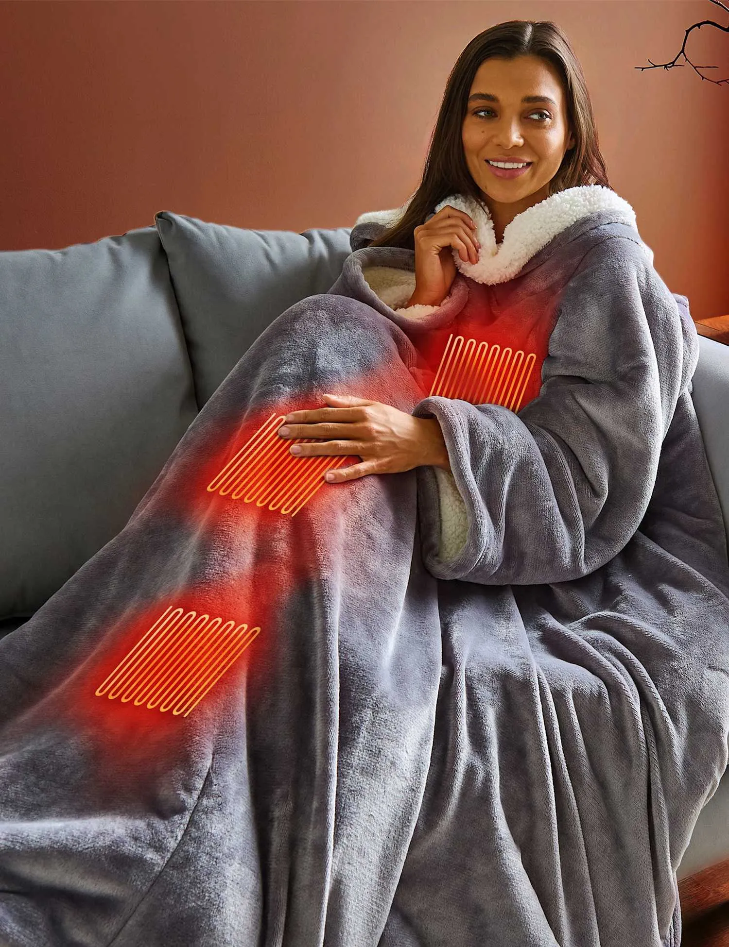 Silentnight Fleece Heated Wearable Blanket Medium Grey