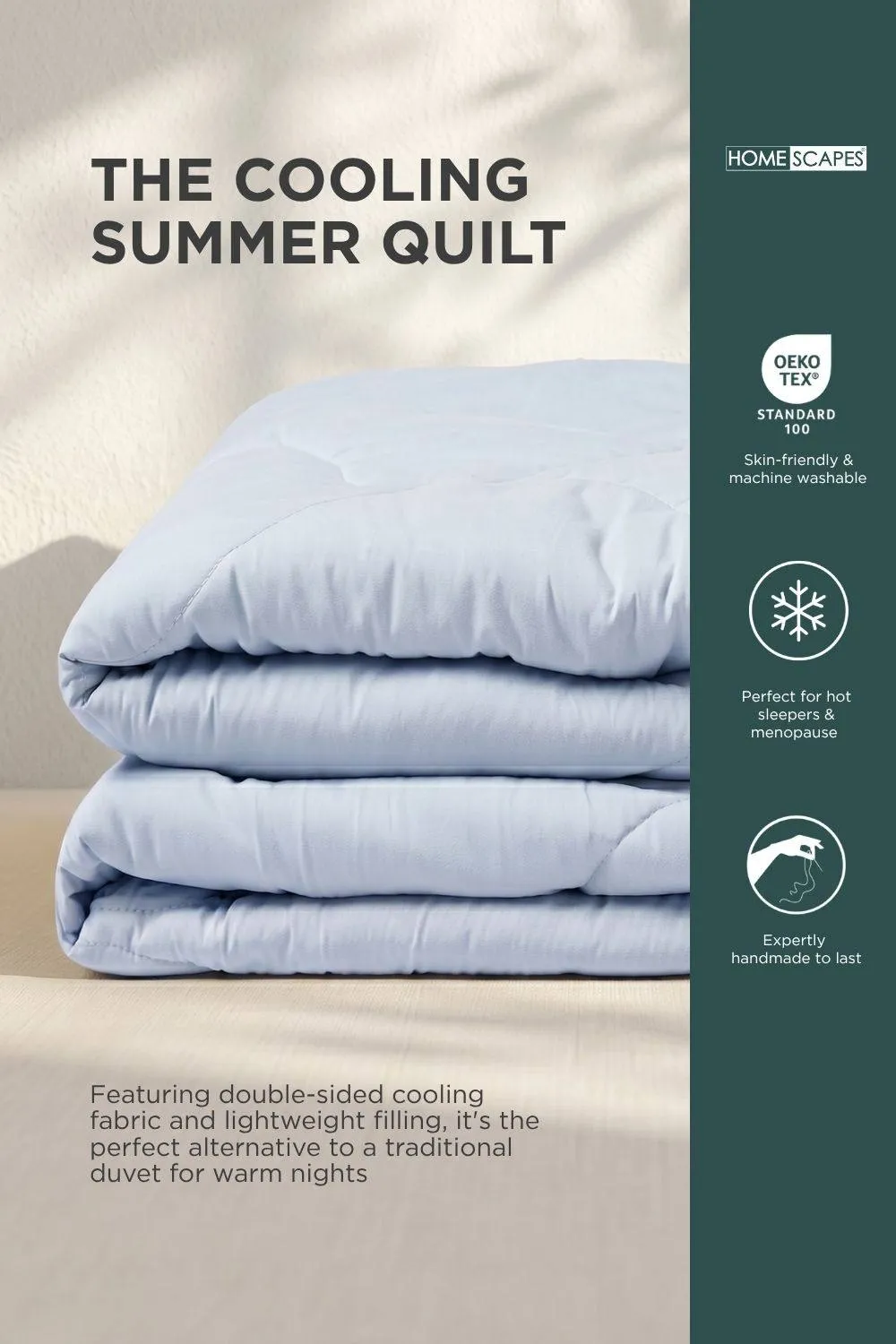 Homescapes Luxury Cooling Blanket, Summer Coverless Duvet in Blue 3