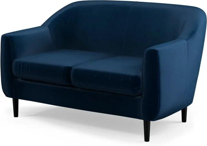 Custom MADE Tubby 2 Seater Sofa, Regal Blue Velvet with Black Wood Leg