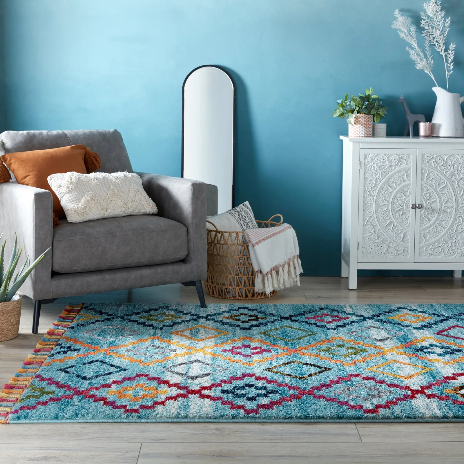 Kasama Berber Rug Blue/Pink/Yellow