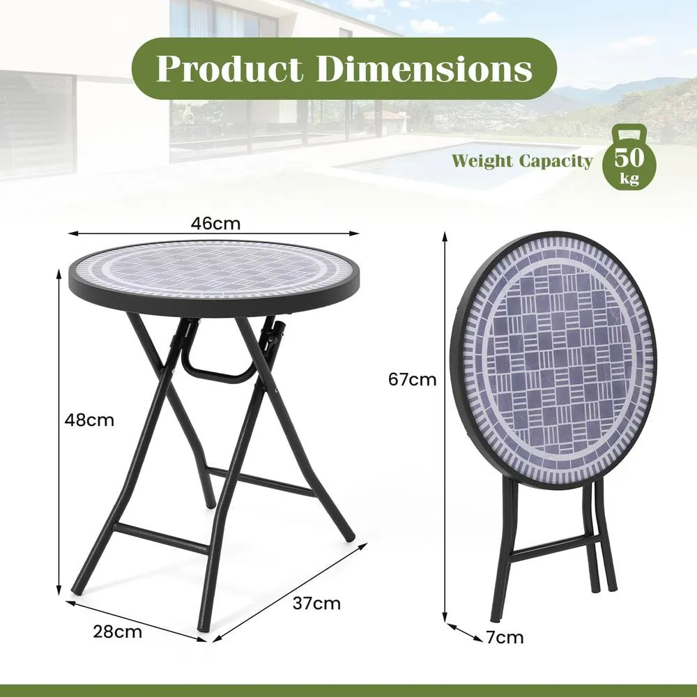 Costway Folding Glass Table Portable Patio Coffee Table w/Footpads-Grey in Grey 2