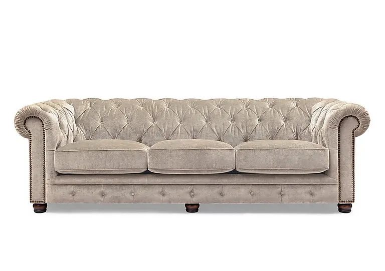 Shackleton 4 Seater Fabric Chesterfield Sofa - Barley