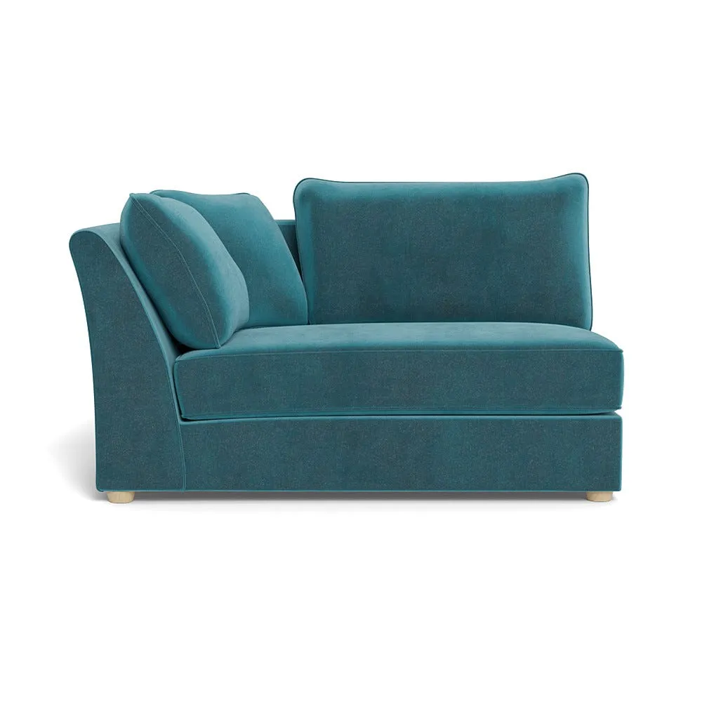 Heal's Tailor Large Curved Left Hand Facing Corner Unit Smart Luxe Velvet Airforce Natural Feet