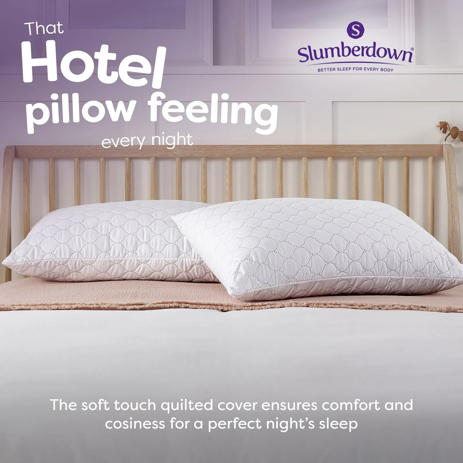 Slumberdown 2 Pack Sleep Soundly Rebound Firm Support Side Sleeper Pillows in White 2