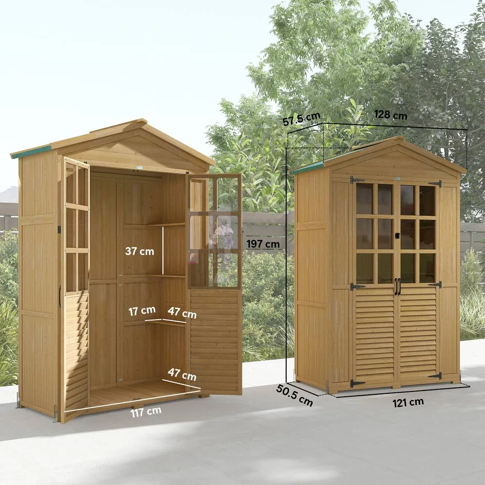 OUTSUNNY Outdoor Storage Cabinet Waterproof Light Brown 3