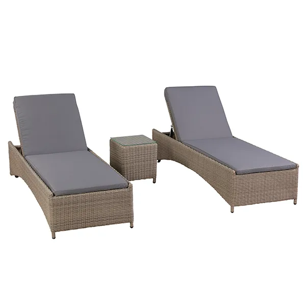 Andria Garden Sun Lounger Set in Natural Weave and Seal Fabric