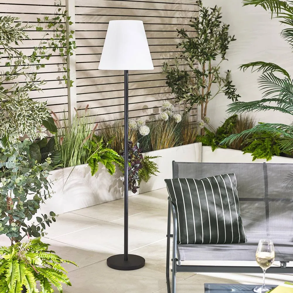 FurnitureboxUK Helia Cream & Black Solar Outdoor Floor Light