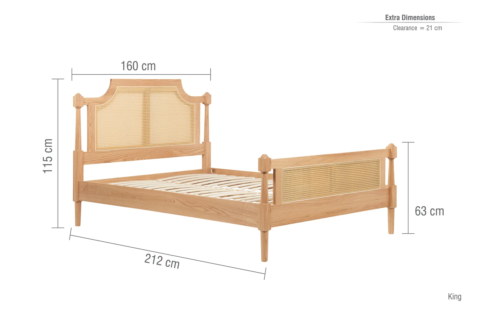 Birlea Rattan Bed Frame Rhodes Oak 4FT6 135cm Bedstead in Beige 6