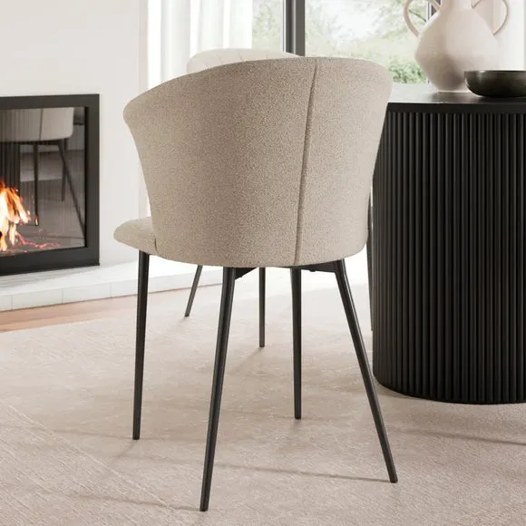 Kendall Dining Chair with Black Legs, Boucle 6