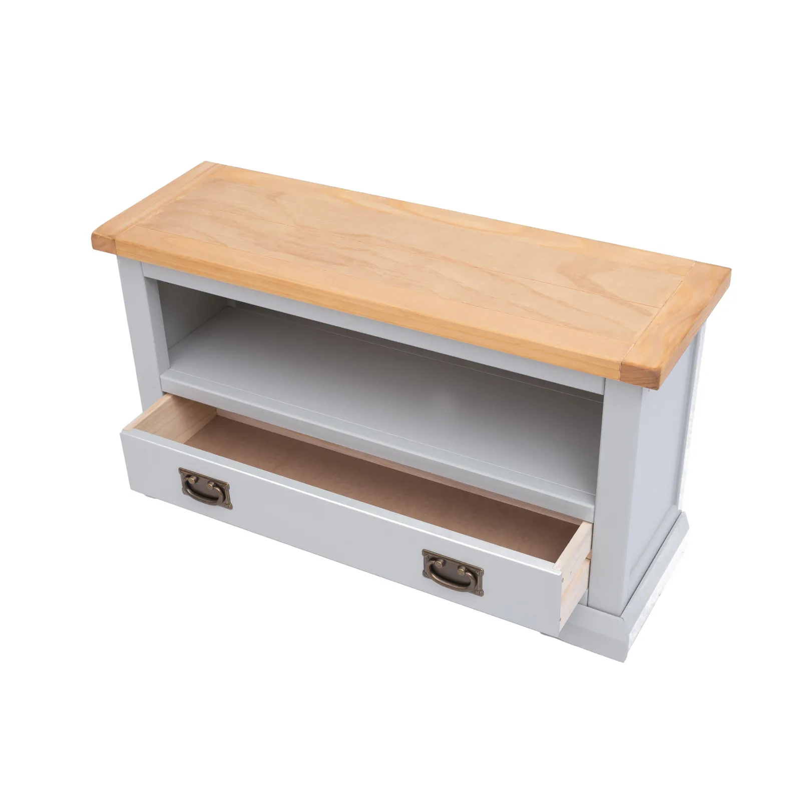 Cabinet Bits Loreo Light Grey 1 Drawer TV Cabinet Brass Drop Handle 4
