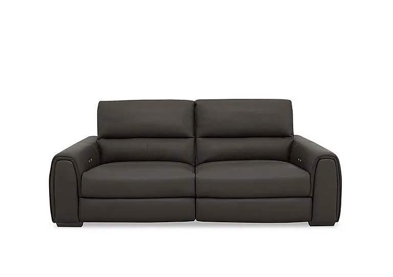 Flex Leather 3 Seater Power Recliner Sofa with Storage Arms - Dark Chocolate