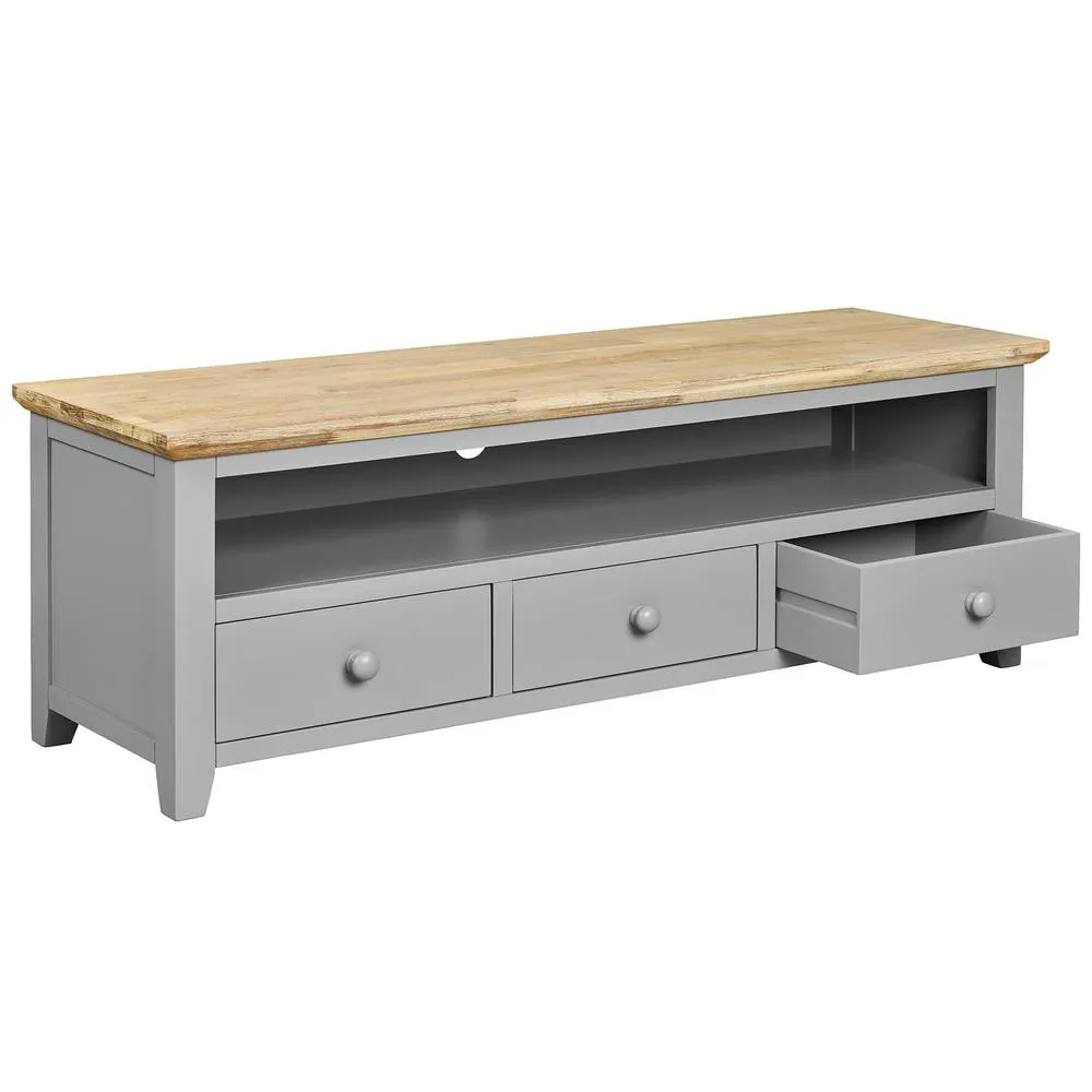 Statement Furniture Florence Large TV Stand with 3 Drawers & Shelf in Light Grey 5