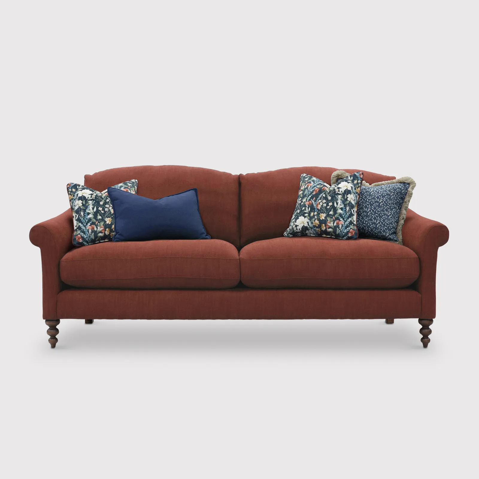 English Heritage Clover 26 Large Sofa With Pre Set Scatters, Red | Barker & Stonehouse 1