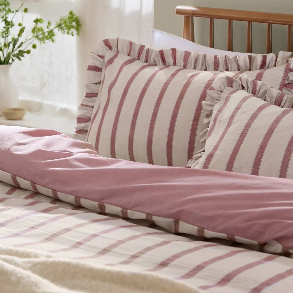 Wylder Connie Striped Ruffle Duvet Cover Set in Pink 2
