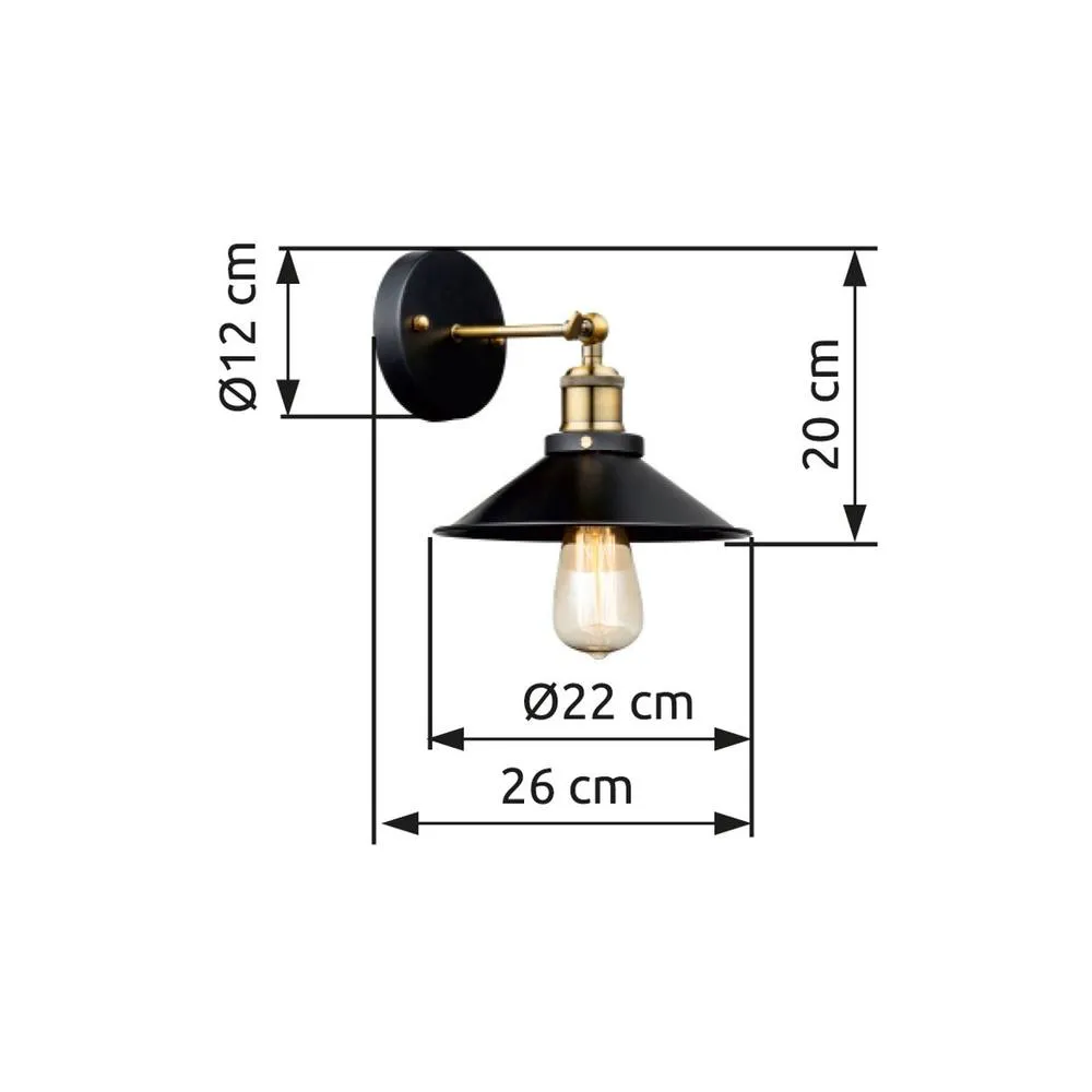 Netlighting Lenius Dome Wall Lamp BrassColoured 1x E27 in Black 4