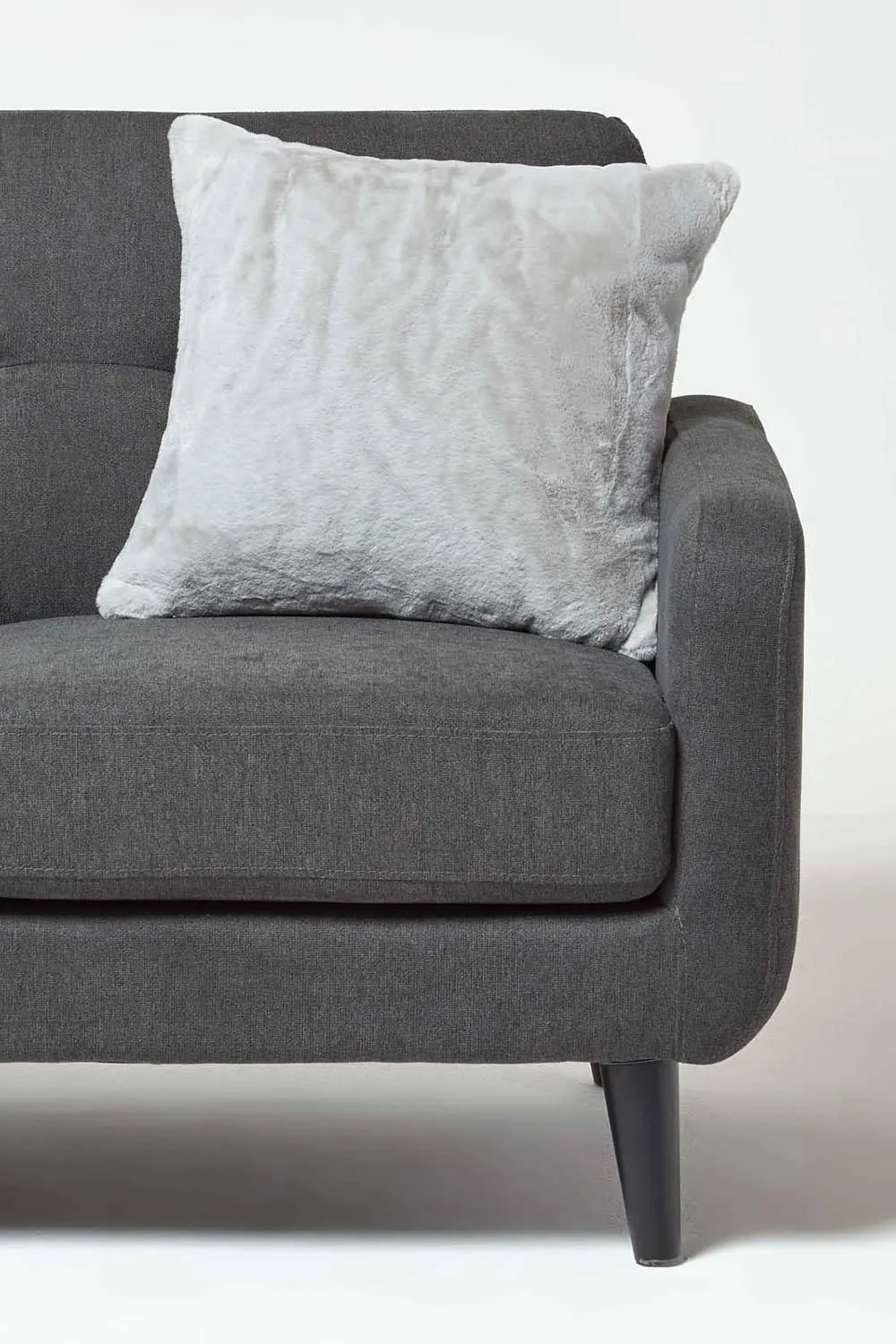 Homescapes Soft Touch Faux Fur Cushion 46 x 46 cm in Grey 3