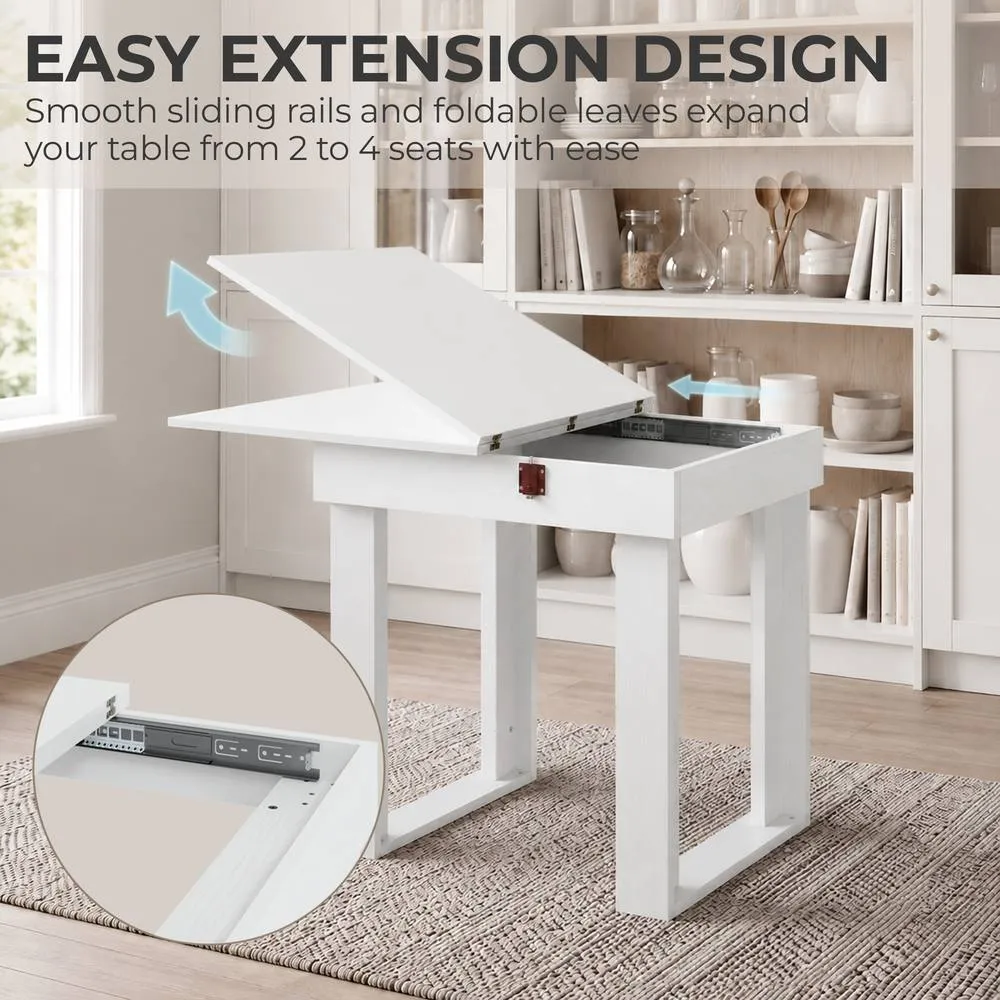 HOMCOM Modern Folding Dining Table for 4 Under-Table Storage 140cm White 5