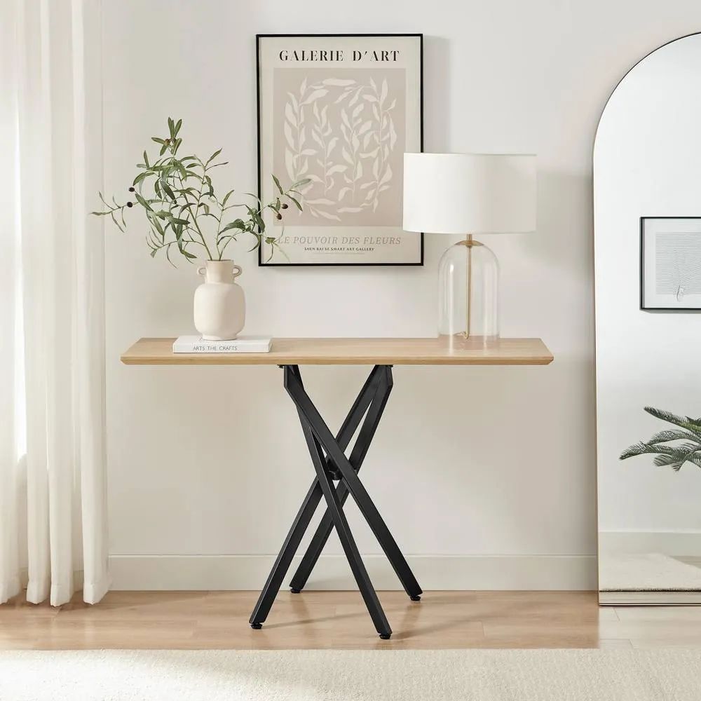 FurnitureboxUK Leonardo Oak Veneer Console Table in Light Brown 2