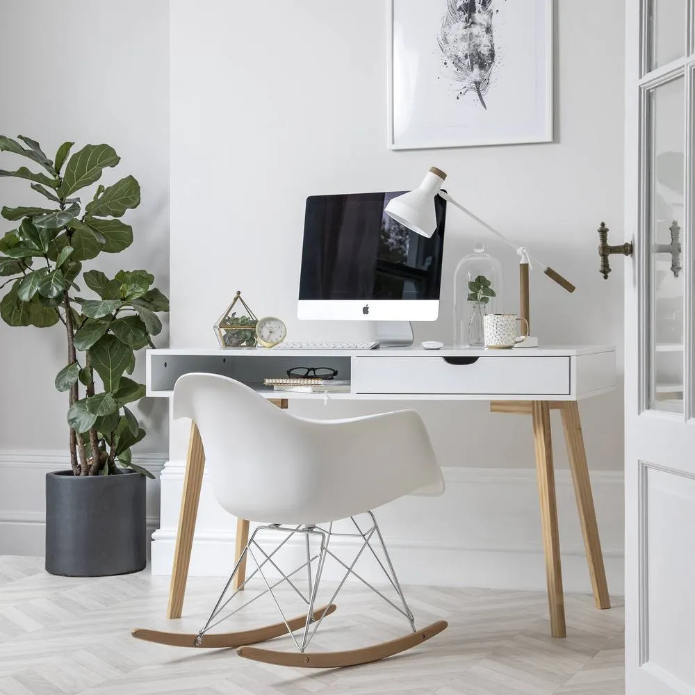 Nöa and Nani Ludvig Office Desk Computer Table in White and Natural Pine