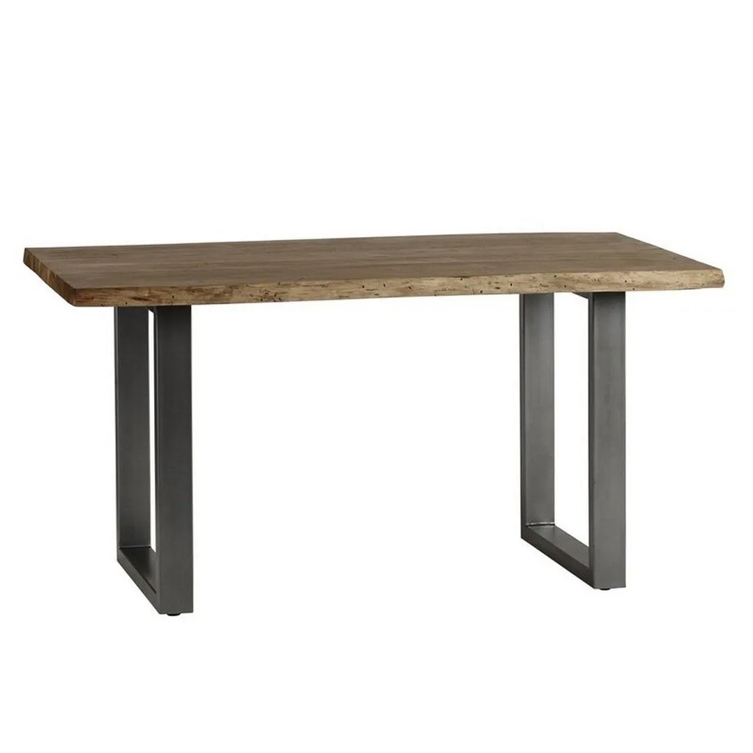 Indian Hub Baltic Live Edge Dining Table - Metal/Acacia Solid Wood - L85 x W150 x H76 cm in Brown