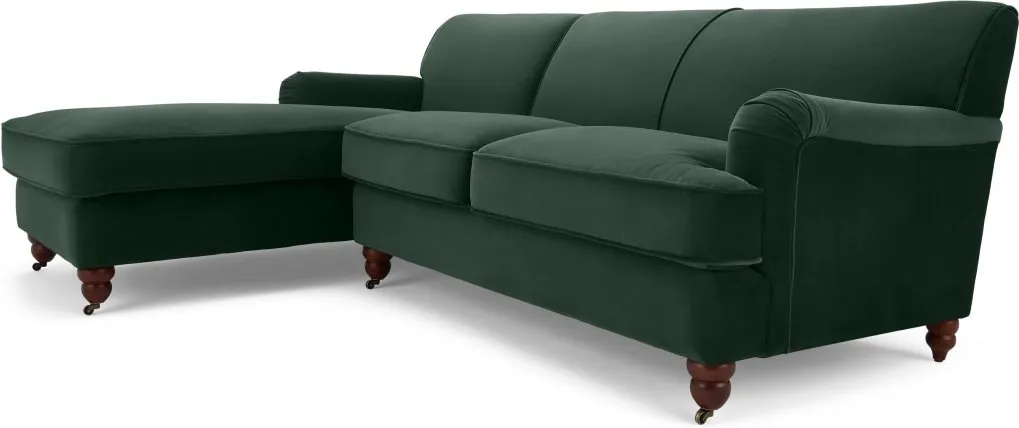 Orson Left Hand Facing Chaise End Corner Sofa, Autumn Green Velvet